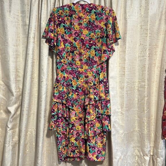 Sandy Sandy Vintage Women's Layered‎ Floral Dress Size 9/10 Made in USA - Picture 4 of 8